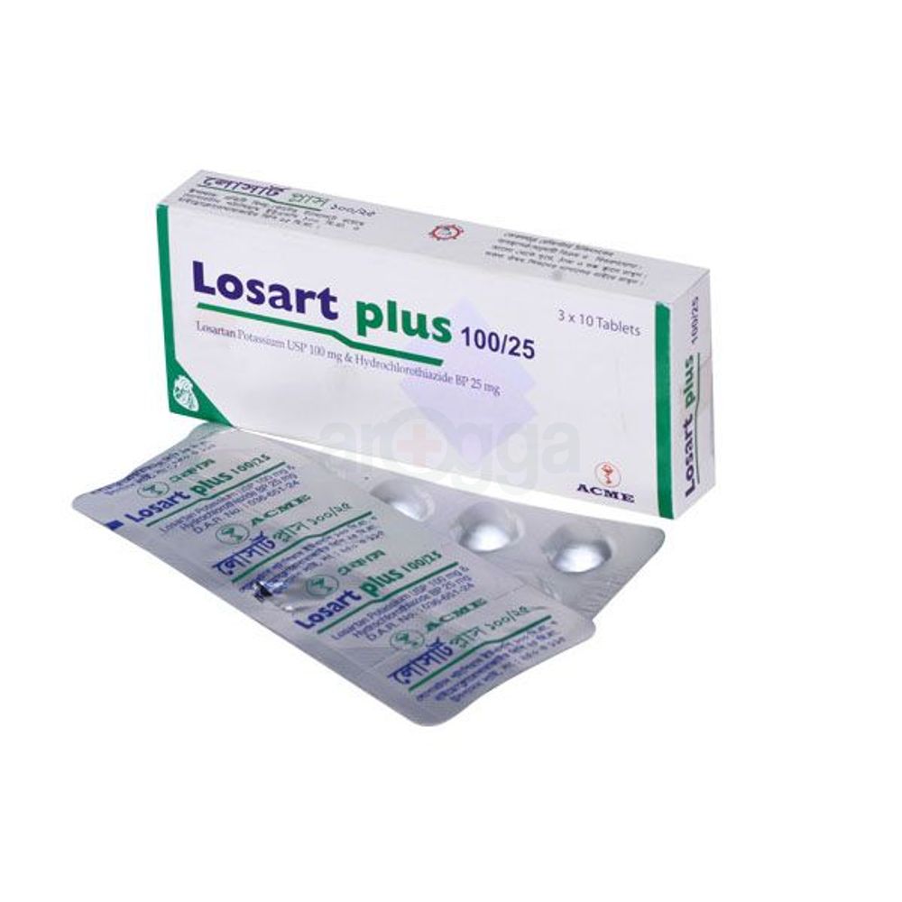 Losart Plus 100 25mg 100mg Tablet Arogga Online Pharmacy