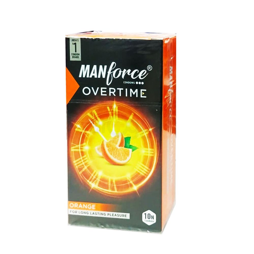 Manforce Overtime Orange Long Lasting Pleasure Condom - 10Pcs Pack(India)  