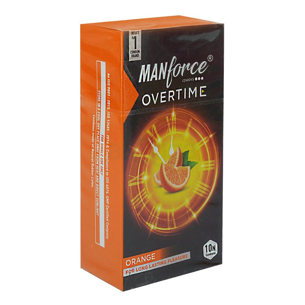 Manforce Overtime Orange Long Lasting Pleasure Condom - 10Pcs Pack(India)  