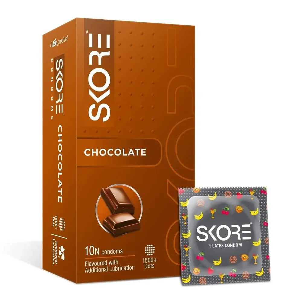 Skore Chocolate Flavoured 1500+ Dots Condoms 10's Pack  
