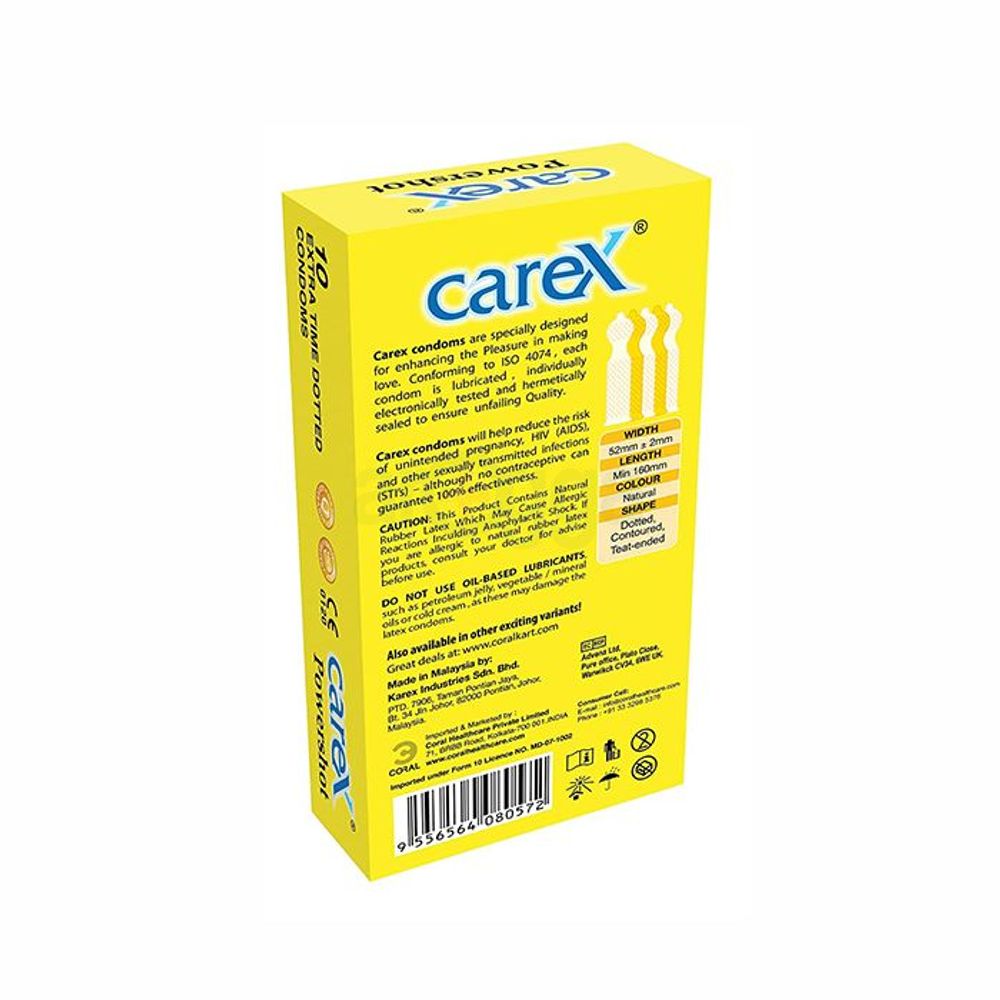 Carex Extra Time Powershot Dotted Condom - 10Pack(Malaysia)  