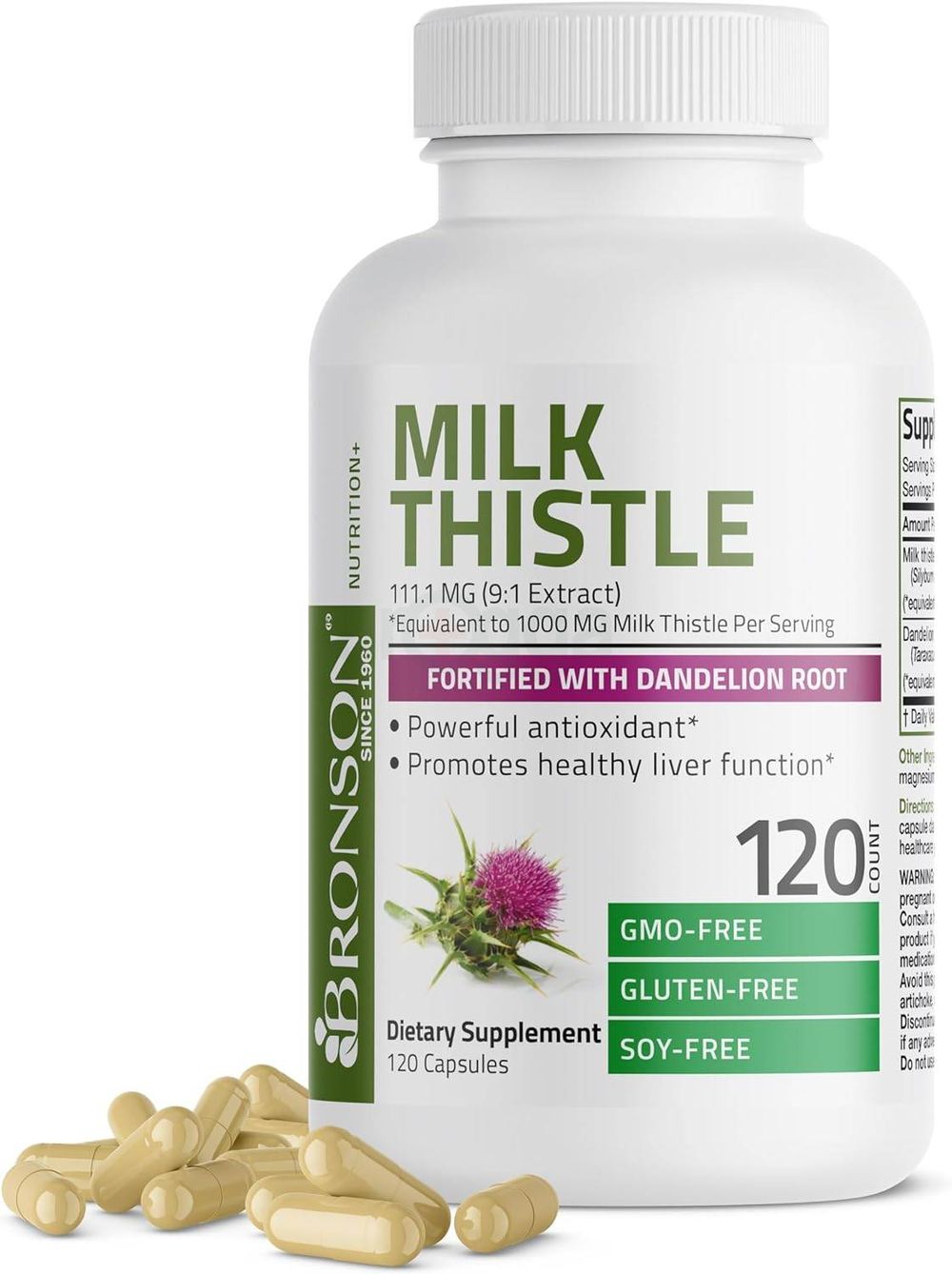 Bronson Milk Thistle Liver Health Support, Antioxidant Support, Detox, 120 Capsules  