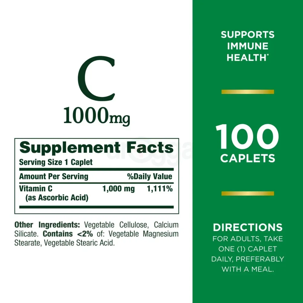 Nature’s Bounty Vitamin C Caplets, 1000mg, 100 Count  