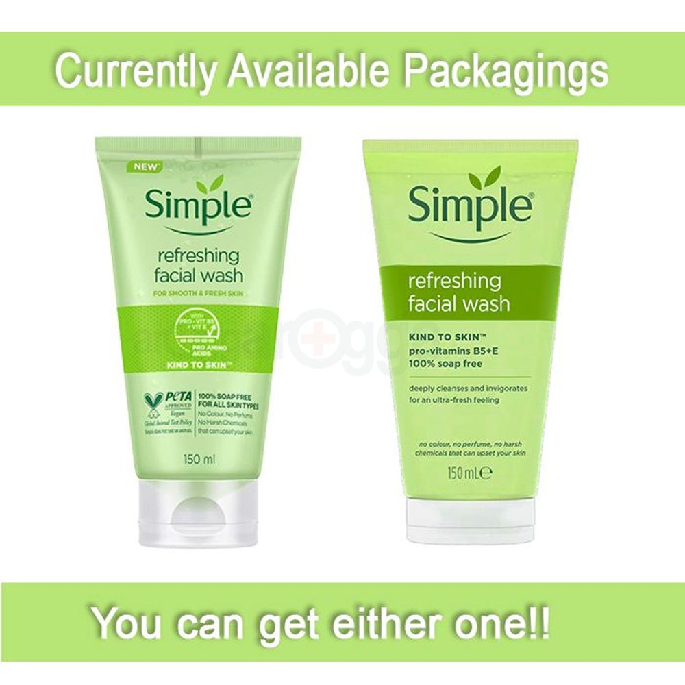 Simple Kind to Skin Refreshing Facial Wash with Vitamin B5+E 150ml  