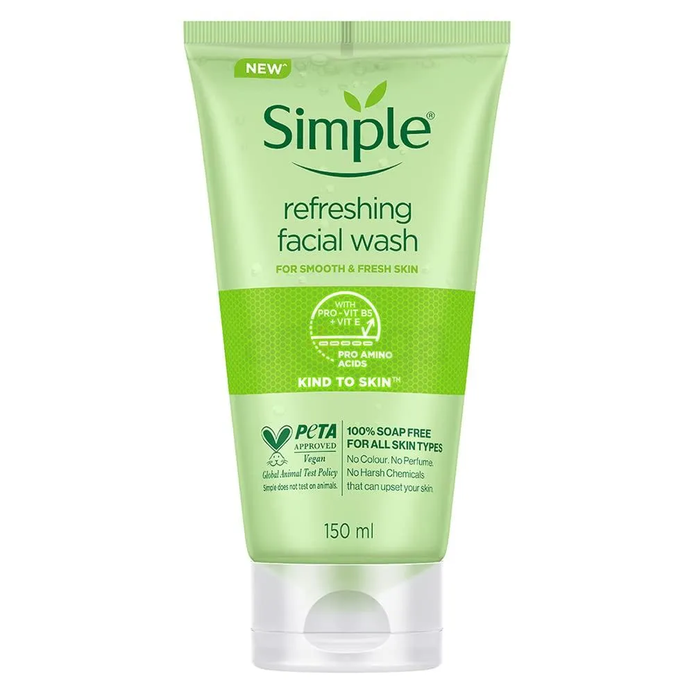 Simple Kind to Skin Refreshing Facial Wash with Vitamin B5+E  