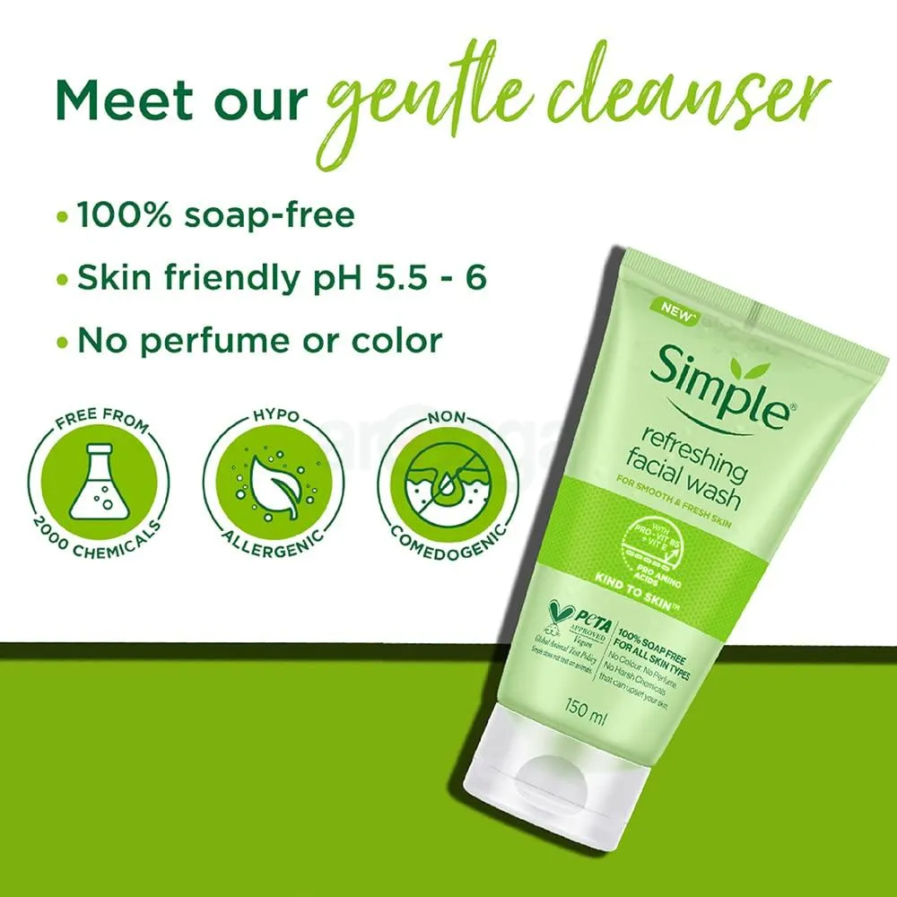 Simple Kind to Skin Refreshing Facial Wash with Vitamin B5+E  