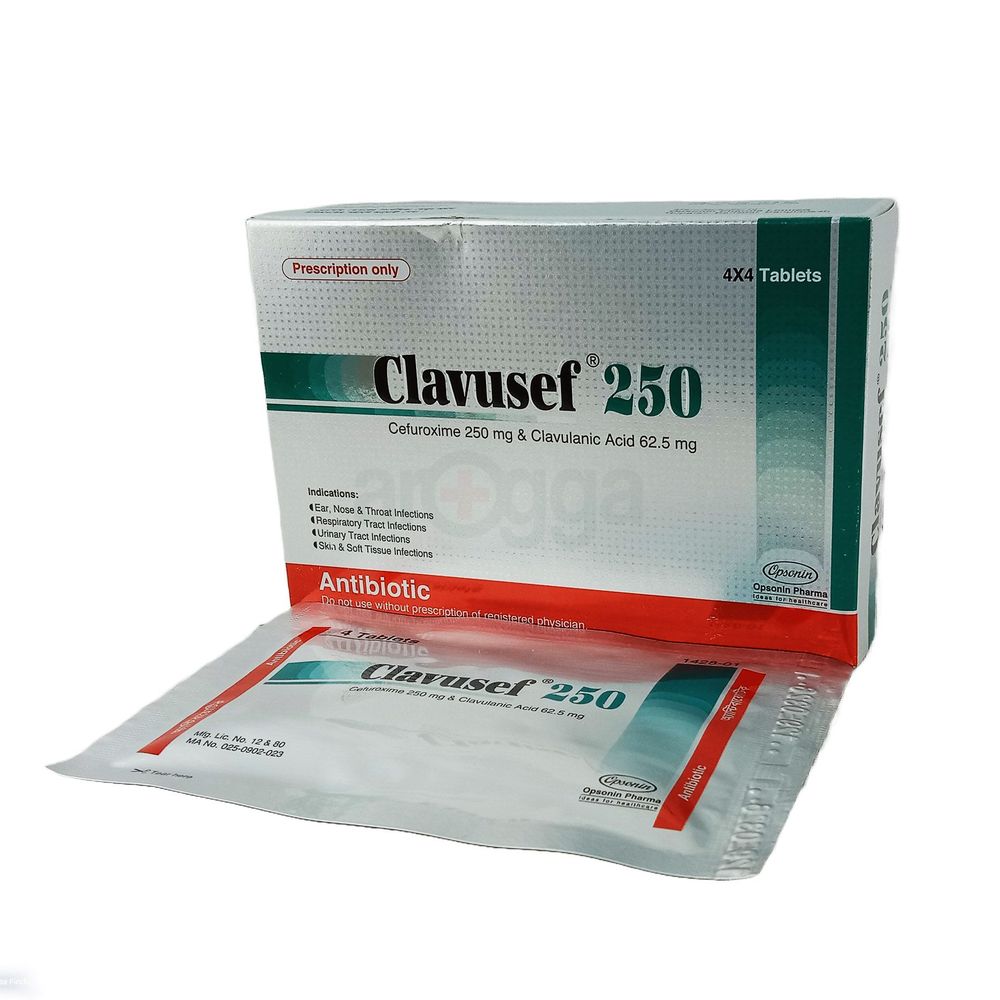 Clavusef 250mg+62.5mg Tablet