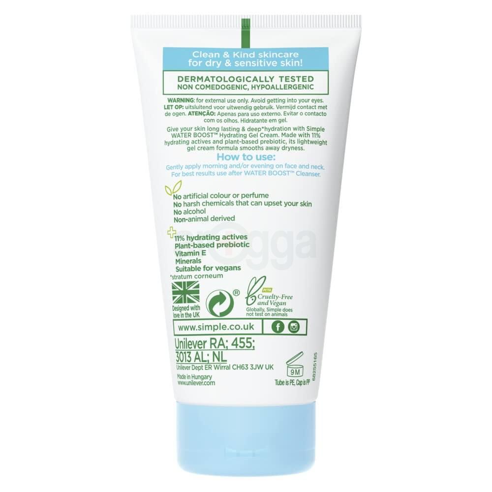 Simple Water Boost Hydrating Gel Cream for Dry and Sensitive Skin 50ml  