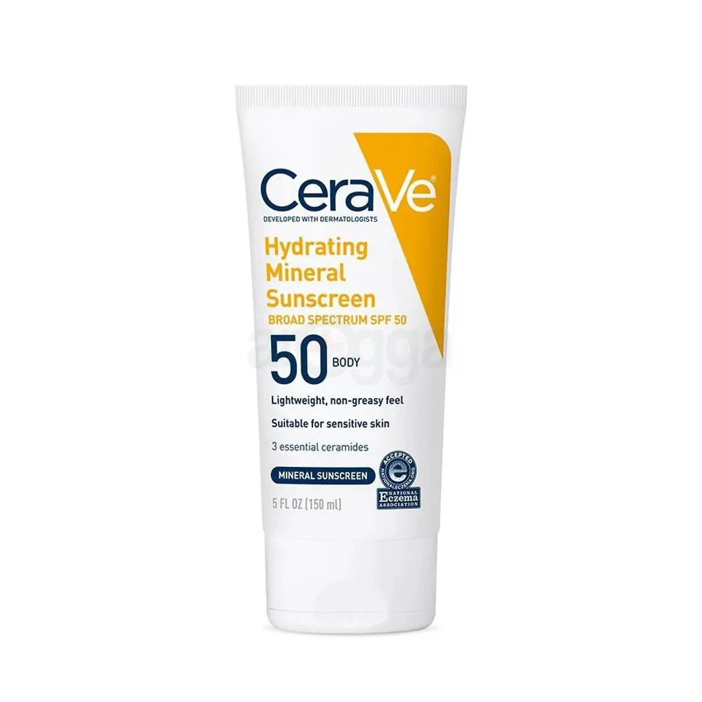 CeraVe Hydrating Mineral Body Sunscreen Broad Spectrum SPF 50 for Sensitive Skin  