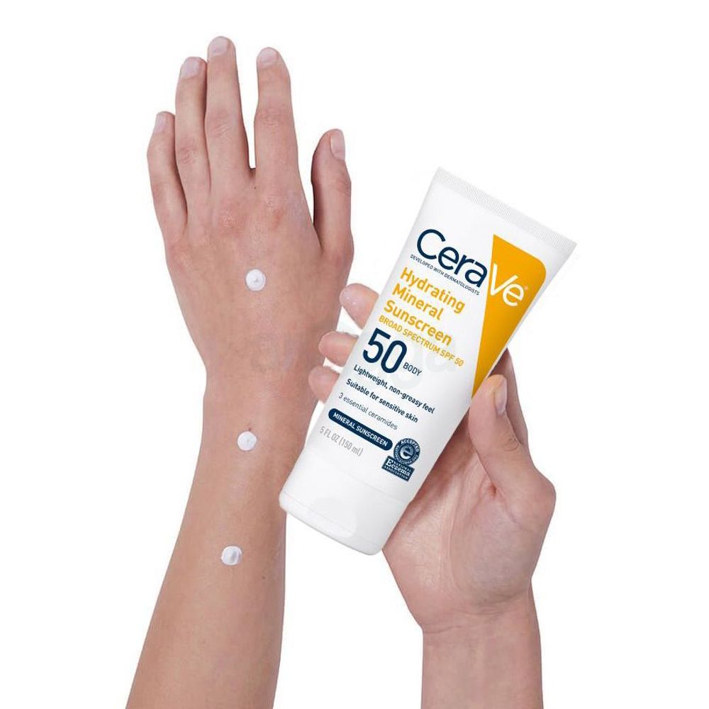 CeraVe Hydrating Mineral Body Sunscreen Broad Spectrum SPF 50 for Sensitive Skin  