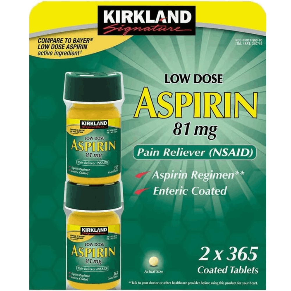 Kirkland Signature Low Dose Aspirin Pain Reliever 81gm Tablet