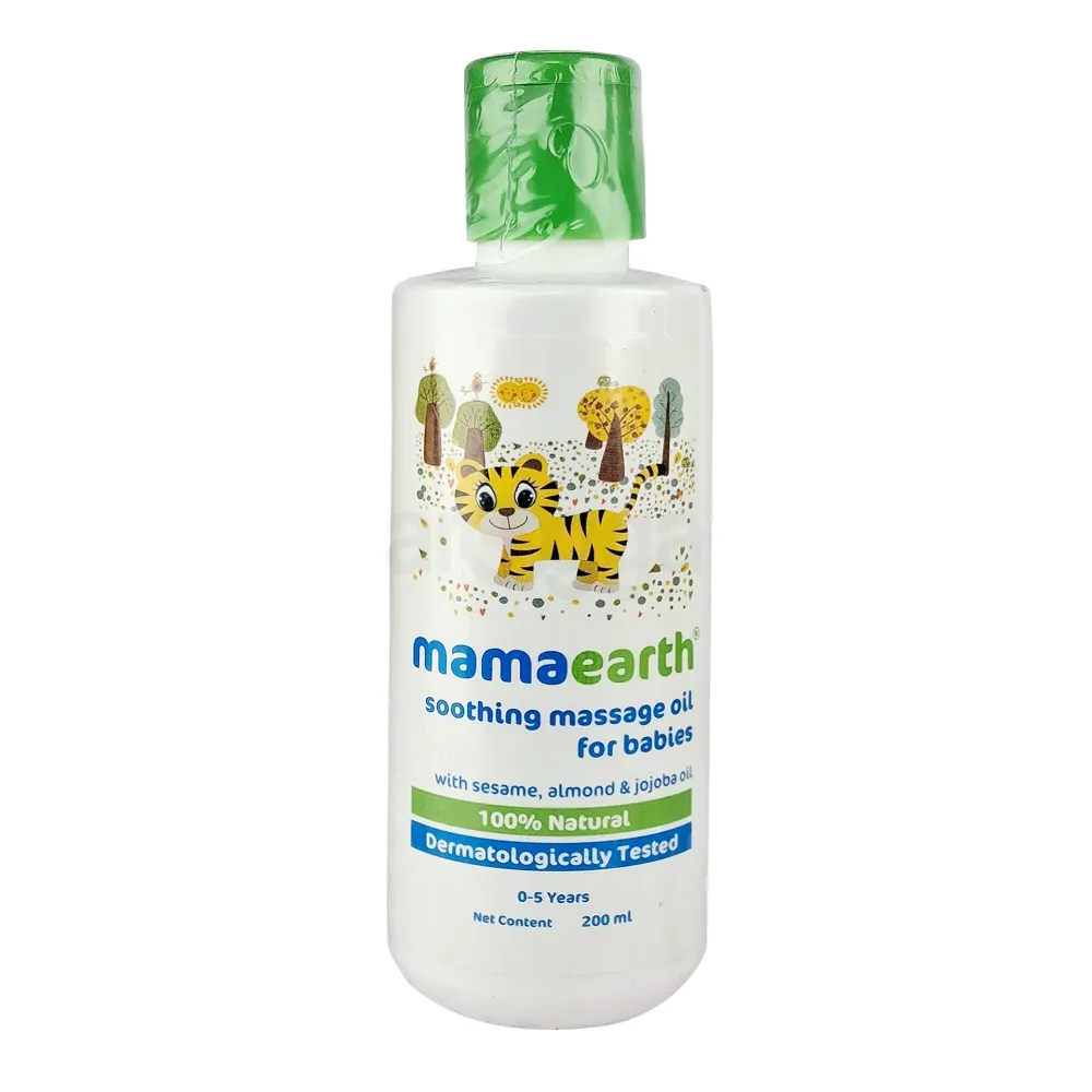 Mamaearth Soothing Massage Oil for Babies – With Sesame, Almond & Jojoba Oil, 200 ml (0–5 Years)  