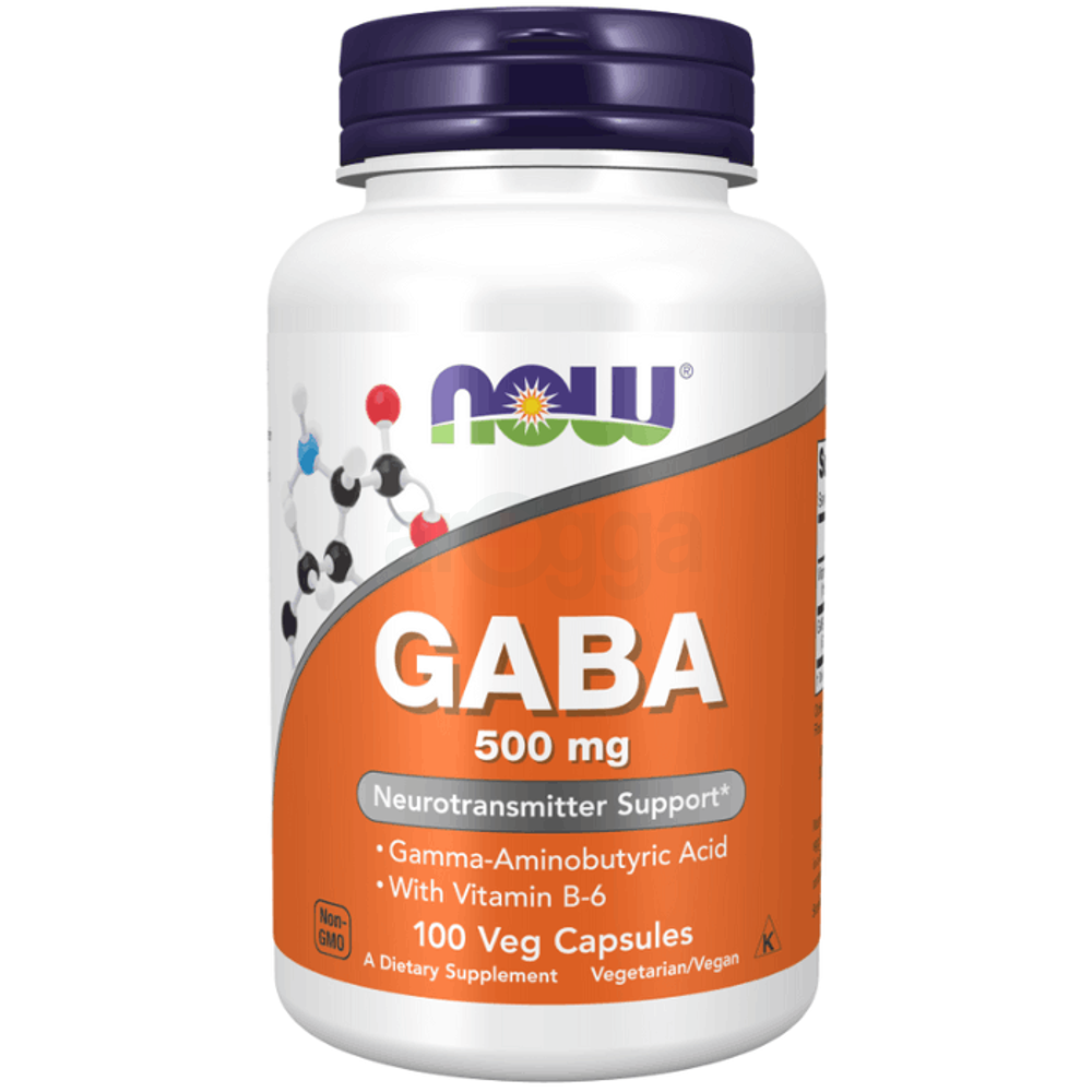 NOW Supplements, GABA (Gamma-Aminobutyric Acid) 500 mg + B-6, Natural Neurotransmitter*, 100 Veg Capsules  