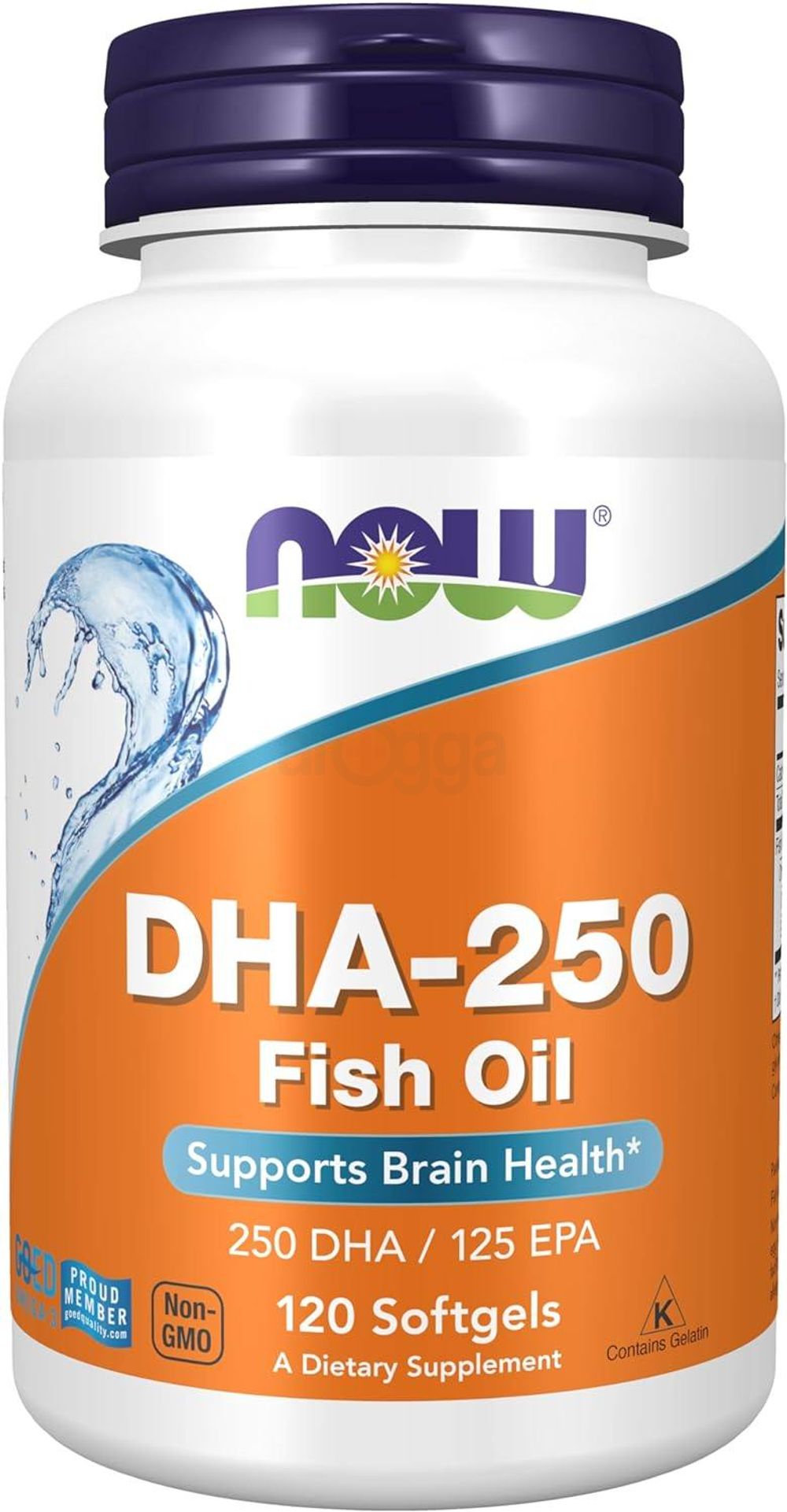 NOW Supplements, DHA-250 with 125 EPA, Molecularly Distilled, Supports Brain Health*, 120 Softgels  