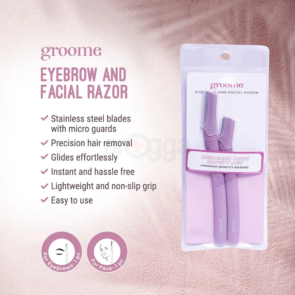 Groome Eyebrow And Facial Razor (Light Purple)  