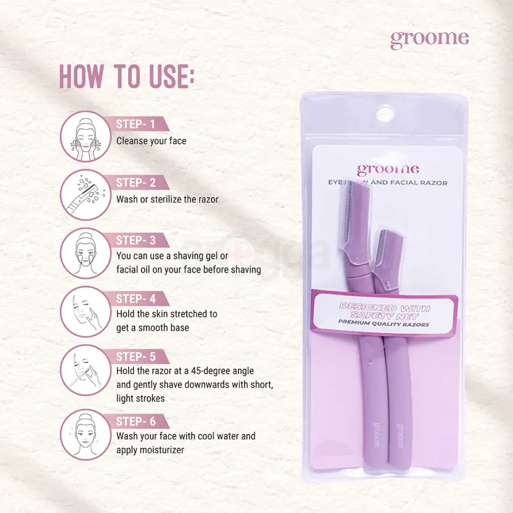 Groome Eyebrow And Facial Razor (Light Purple)  