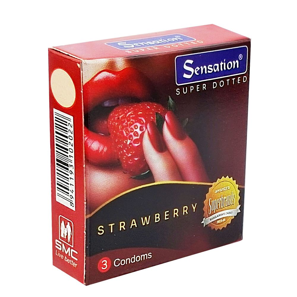 Sensation Super Dotted Scented Strawberry Condom 3's Pack  