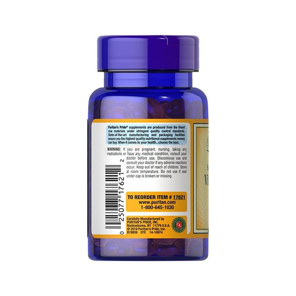 Puritan’s Pride Vitamin D3 50 mcg (2000 IU) 100 Capsules  