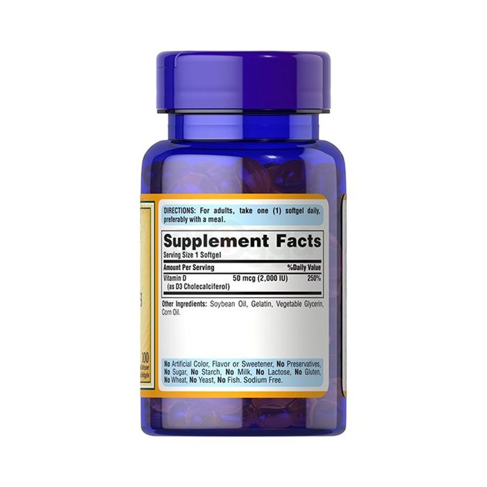 Puritan’s Pride Vitamin D3 50 mcg (2000 IU) 100 Capsules  