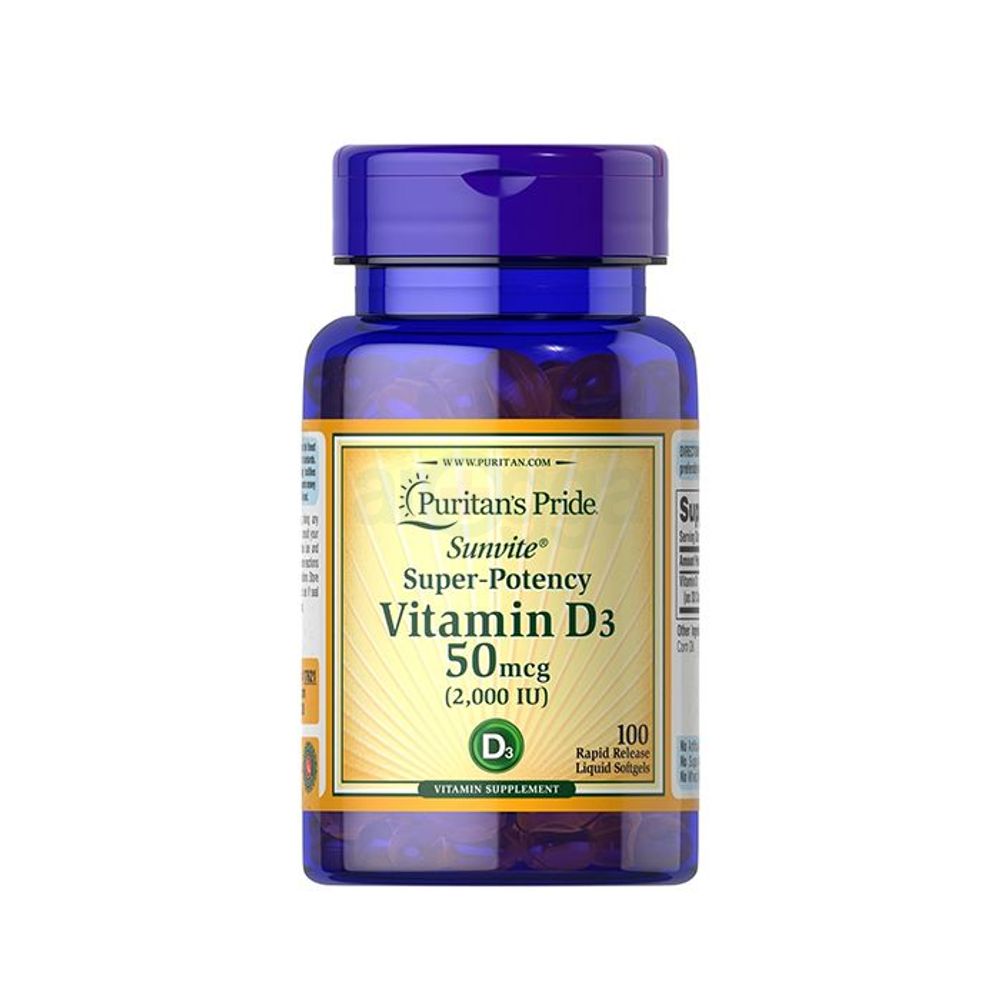 Puritan’s Pride Vitamin D3 50 mcg (2000 IU) 100 Capsules  