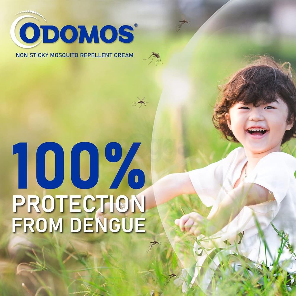 Odomos Non Sticky Mosquito Repellent Cream with Vitamin E 50g  