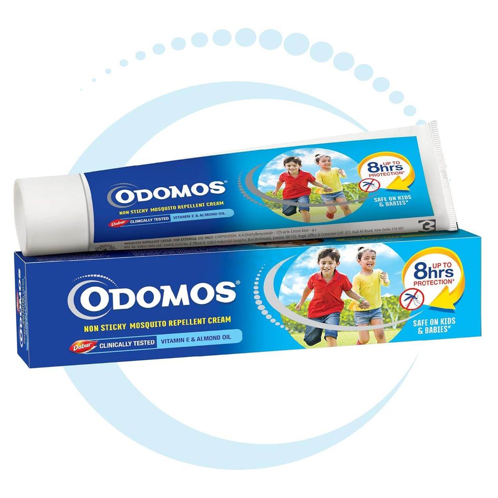 Odomos Non Sticky Mosquito Repellent Cream with Vitamin E 50g  