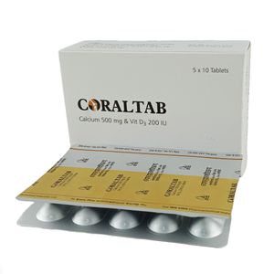 Coraltab 500mg+200IU Tablet