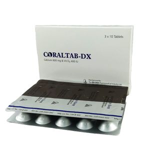 Coraltab-DX 600mg+400IU Tablet