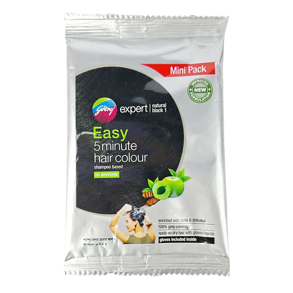 Godrej Expert Easy 5 Minute Hair Colour (Natural Black) 18ml  