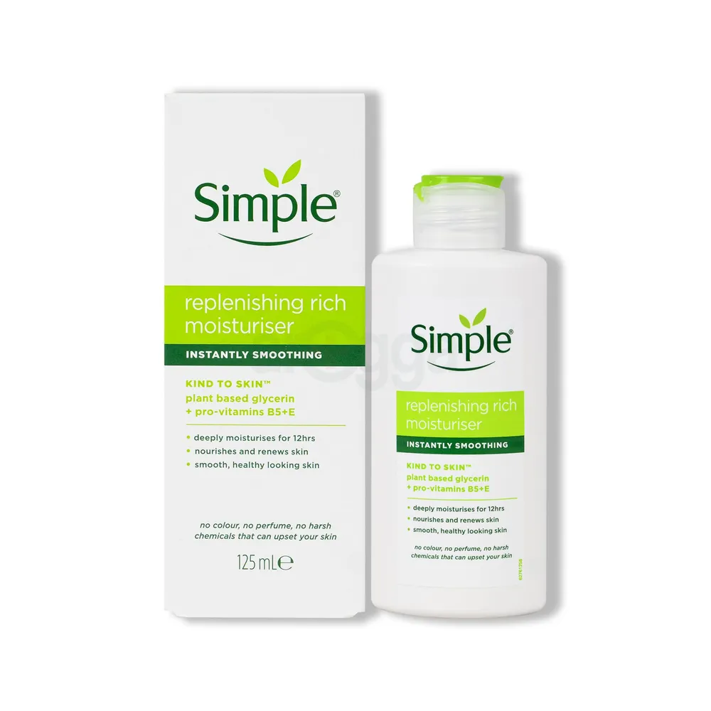 Simple Kind to Skin Replenishing Rich Moisturiser with Vitamin B5+E & Niacinamide 125ml  