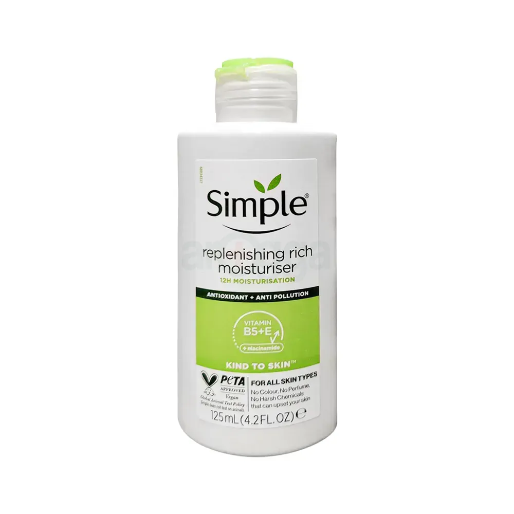 Simple Kind to Skin Replenishing Rich Moisturiser with Vitamin B5+E & Niacinamide 125ml  