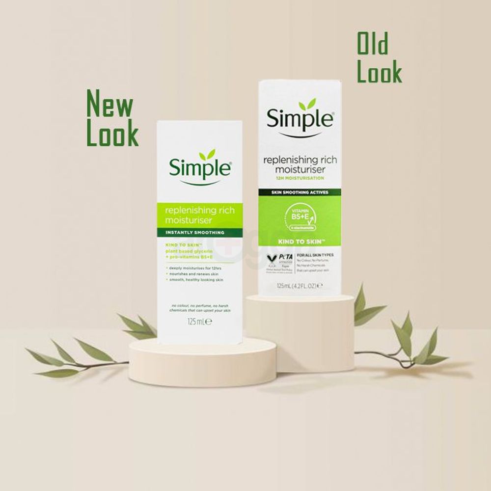 Simple Kind to Skin Replenishing Rich Moisturiser with Vitamin B5+E & Niacinamide 125ml  