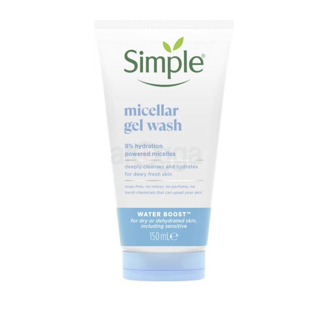 Simple Water Boost Micellar Facial Gel Wash for Hydrated Dewy-Fresh Skin 150ml  