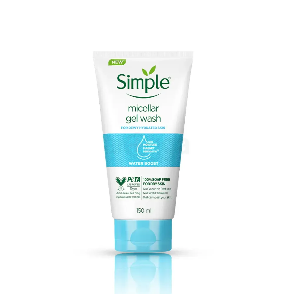 Simple Water Boost Micellar Facial Gel Wash for Hydrated Dewy-Fresh Skin 150ml  