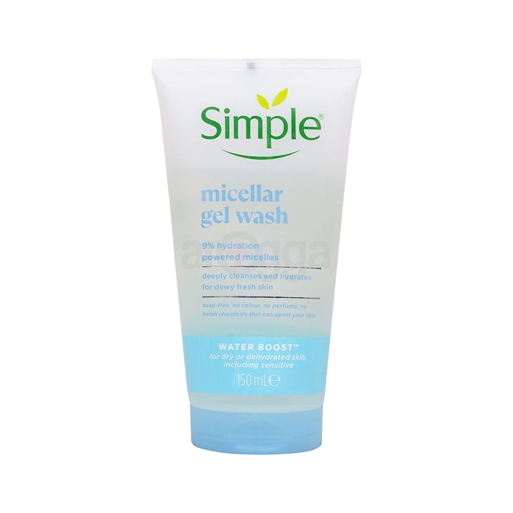 Simple Water Boost Micellar Facial Gel Wash for Hydrated Dewy-Fresh Skin 150ml  