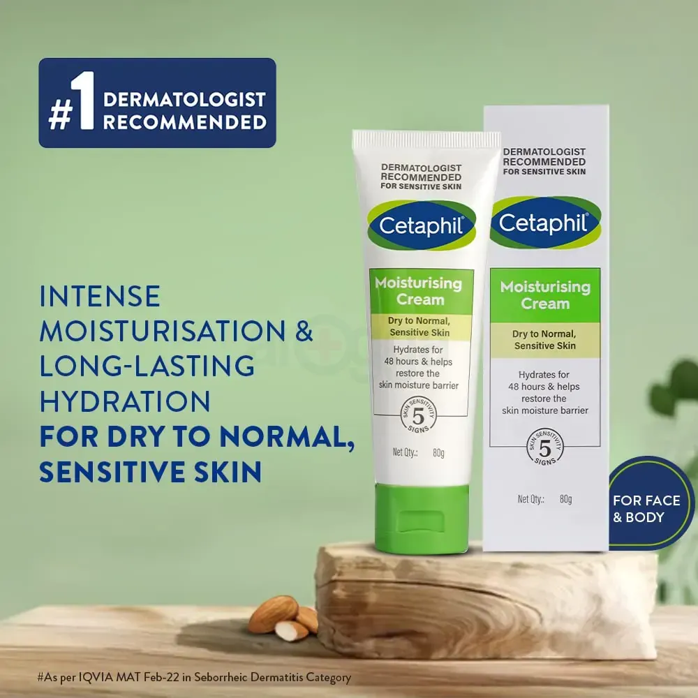 Cetaphil Moisturising Cream for Dry To Normal, Sensitive Skin 80gm  