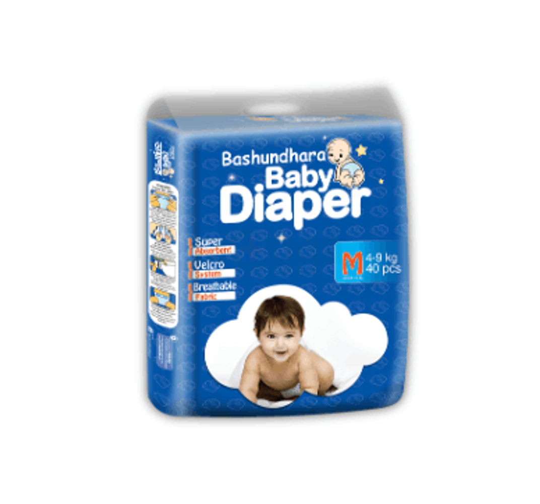 Bashundhara Baby Diaper-Standard Series (M) 40's Pack  