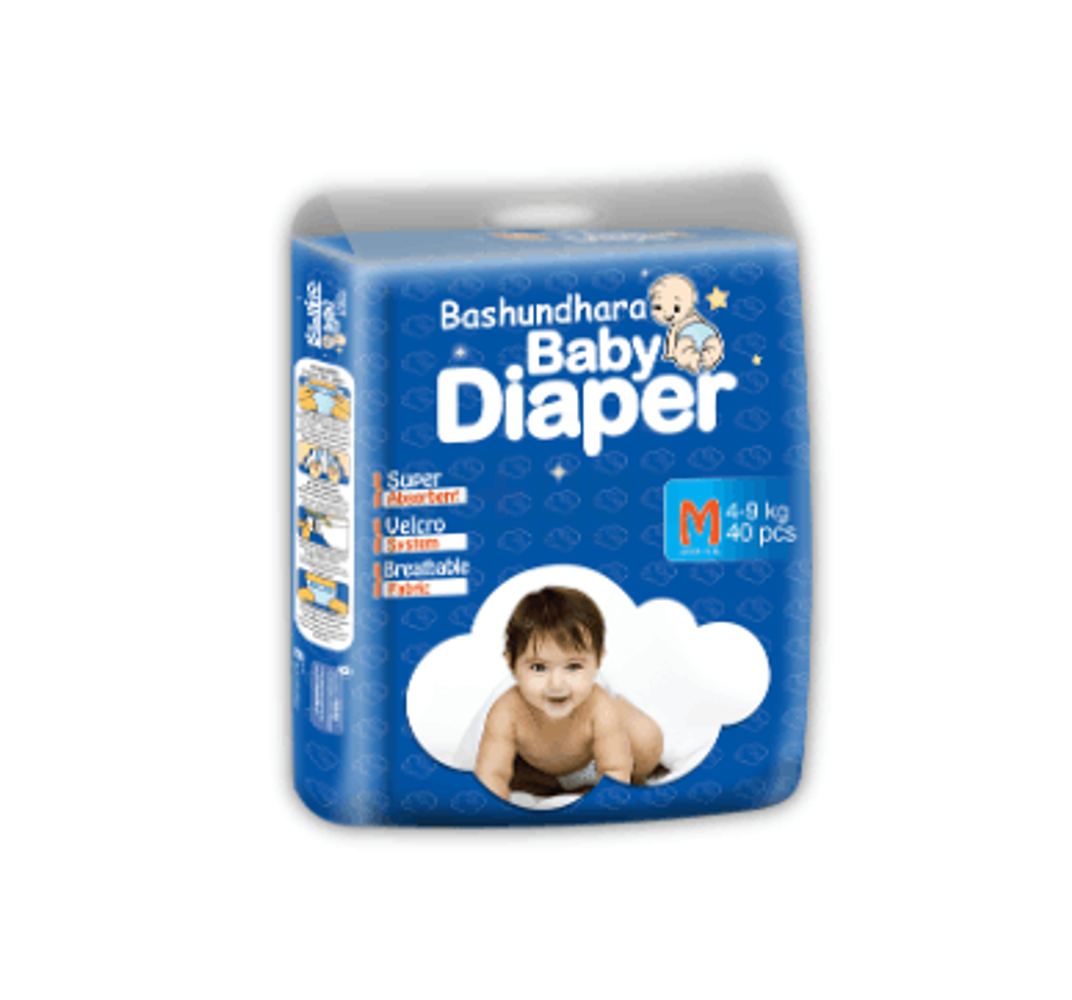 Bashundhara Baby Diaper-Standard Series (M) 40's Pack Size-M Diaper