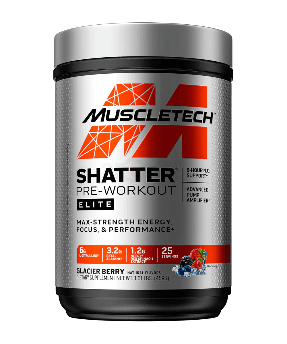 Muscletech Shatter Elite Pre-Workout,Glacier Berry, 25 Serving Glacier Berry Protein Powder