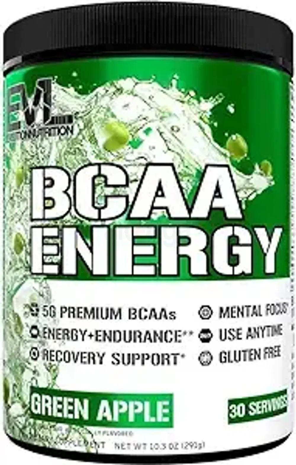 EVL BCAA Energy, Green Apple, 30 Serving Green Apple Powder