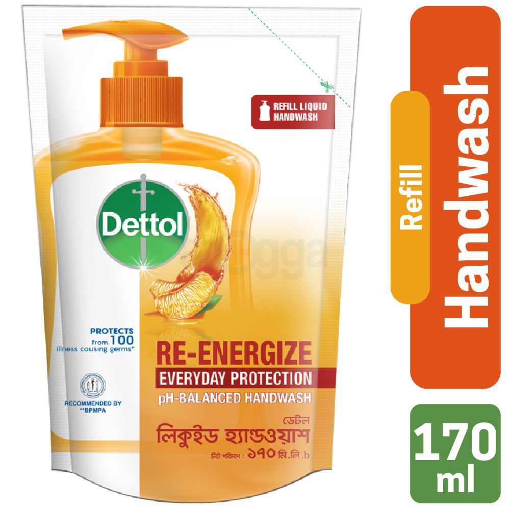 Dettol Handwash Re-energize Refill with pH-Balanced Liquid Soap formula 170ml  
