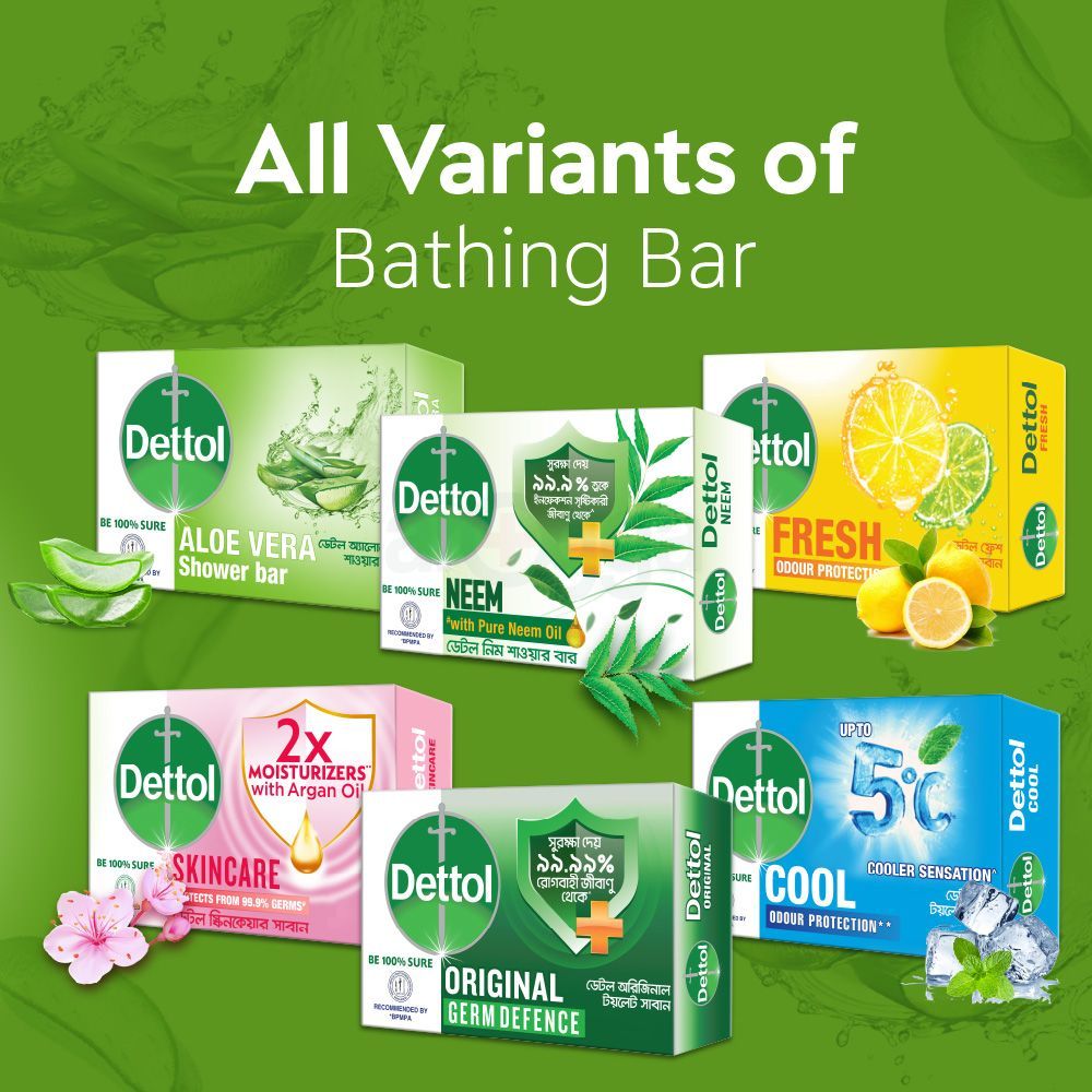 Dettol Soap Aloe Vera 125gm Bathing Bar Soap with Aloe Vera Extract  