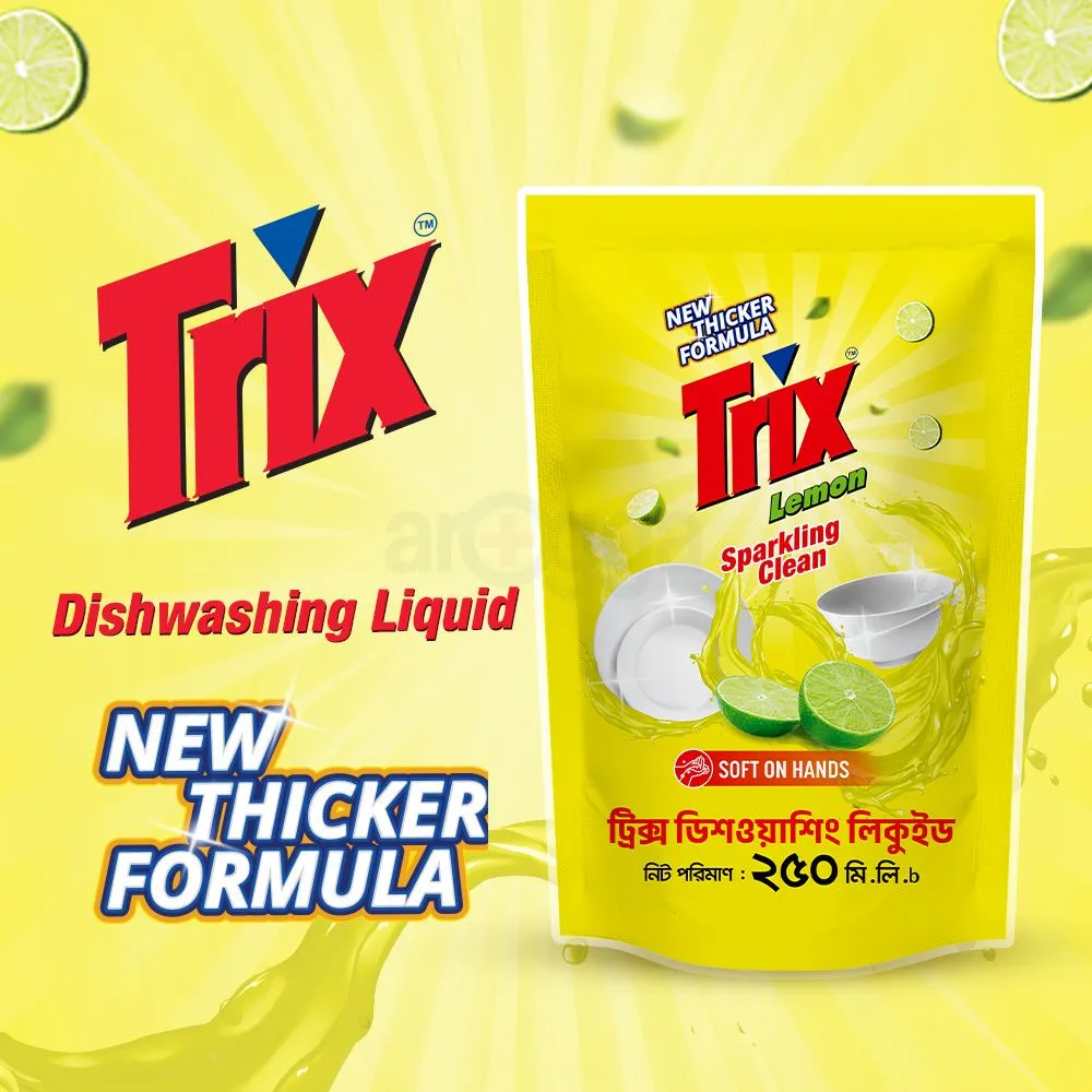 Trix Dishwashing Liquid Lemon Poly 250ml  