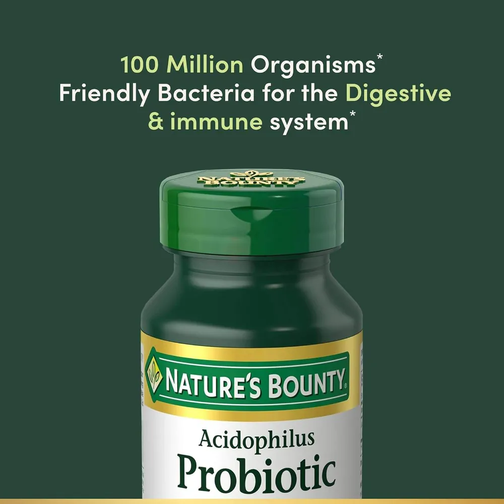 Nature’s Bounty Acidophilus Probiotic, Daily Probiotic Supplement, Supports Digestive Health,100 Tablets  