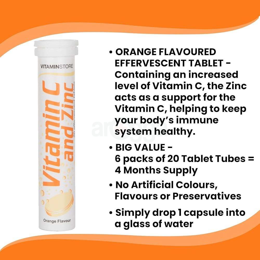 VitaminStore Vitamin C And Zinc Orange Flavour 20 Tablets  