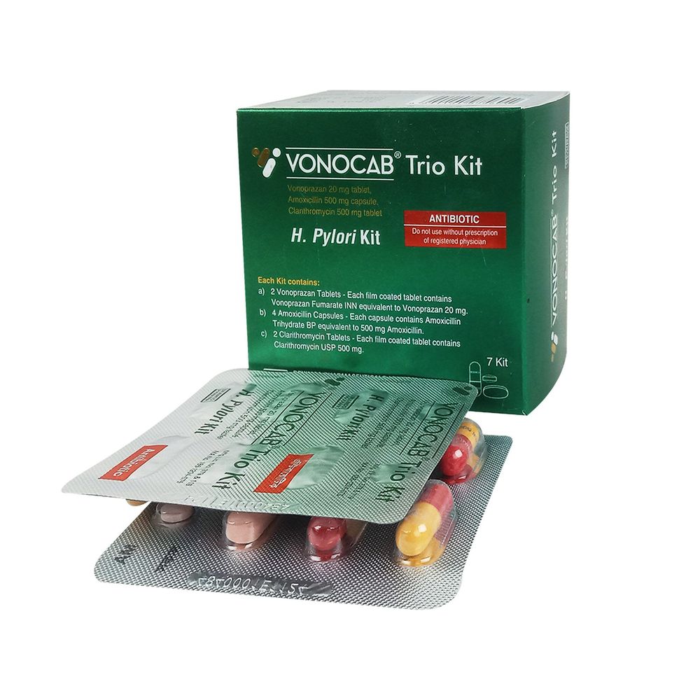 Vonocab Trio 20mg+1000mg+500mg Tablet