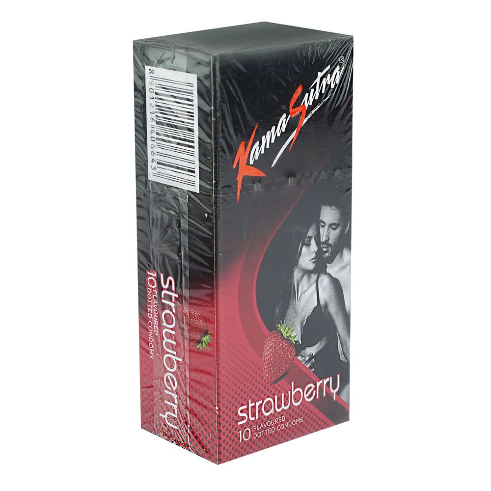 Kamasutra Strawberry Flavoured Dotted Condoms 10's Pack  