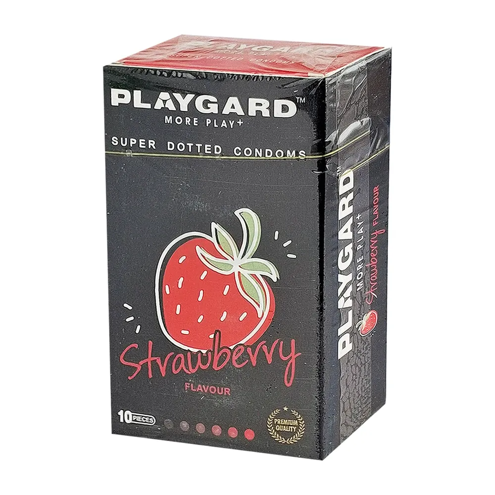 Playgard More Play + Super Dotted Strawberry Flavoured Condoms 10's Pack  
