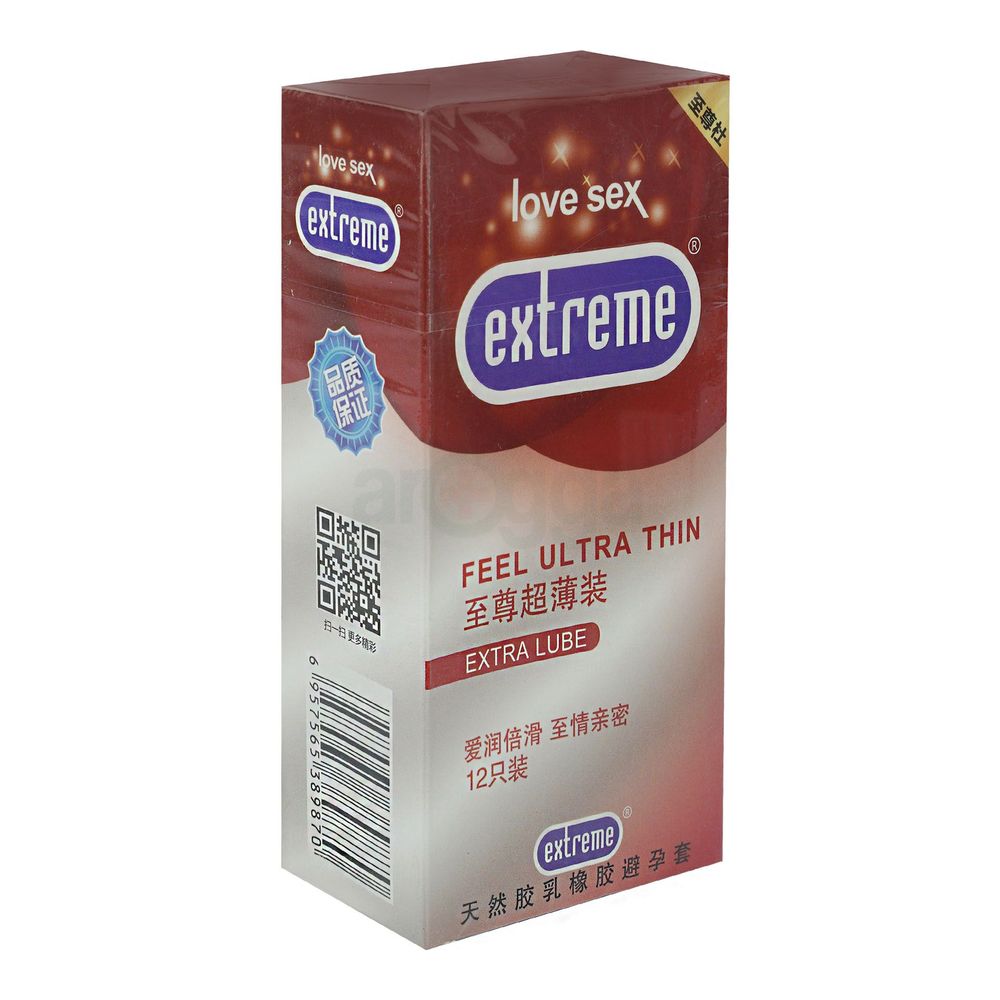 Extreme Feel Ultra Thin Extra Lube Condom - 12Pcs Pack  