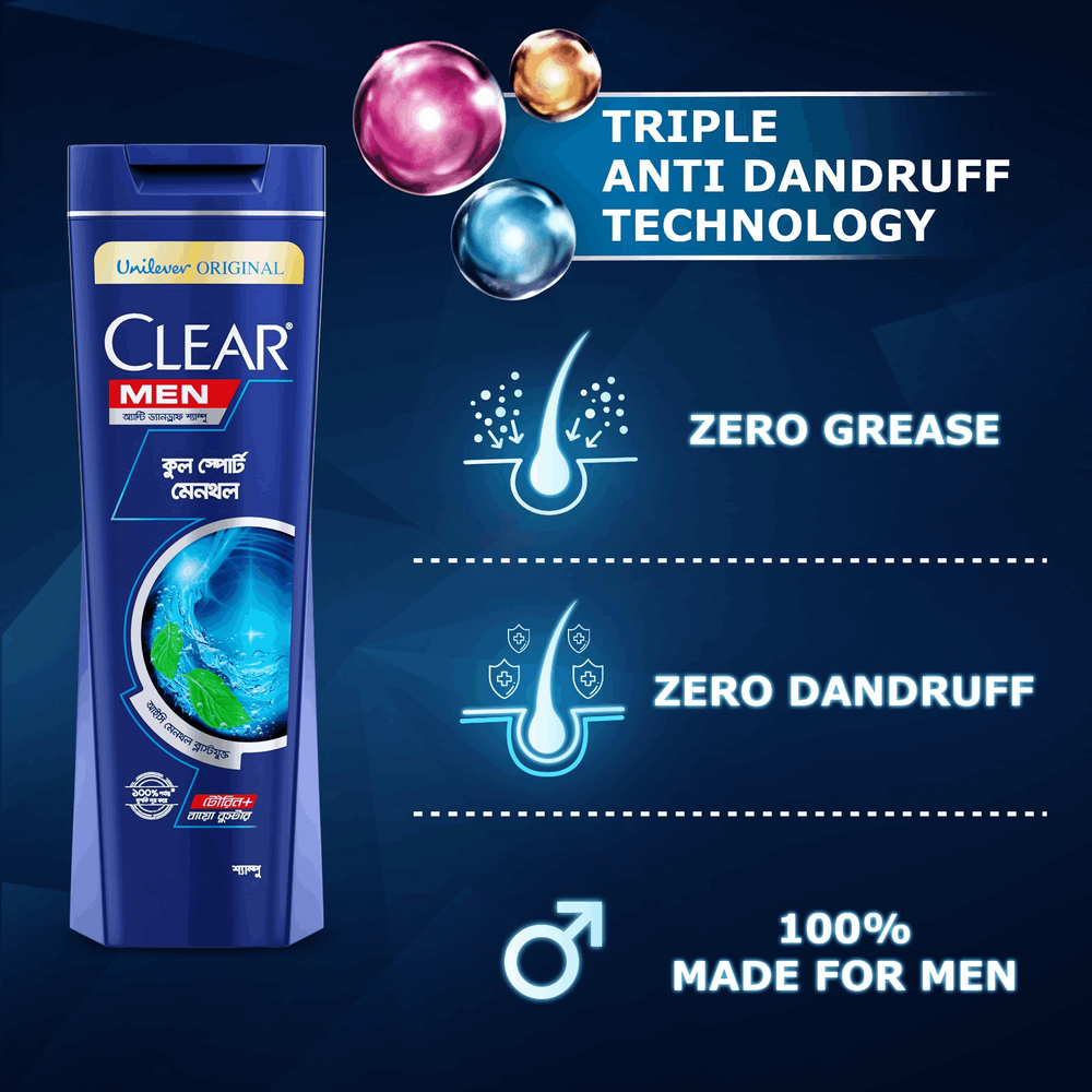 Clear Men Cool Sport Menthol Anti Dandruff Shampoo  